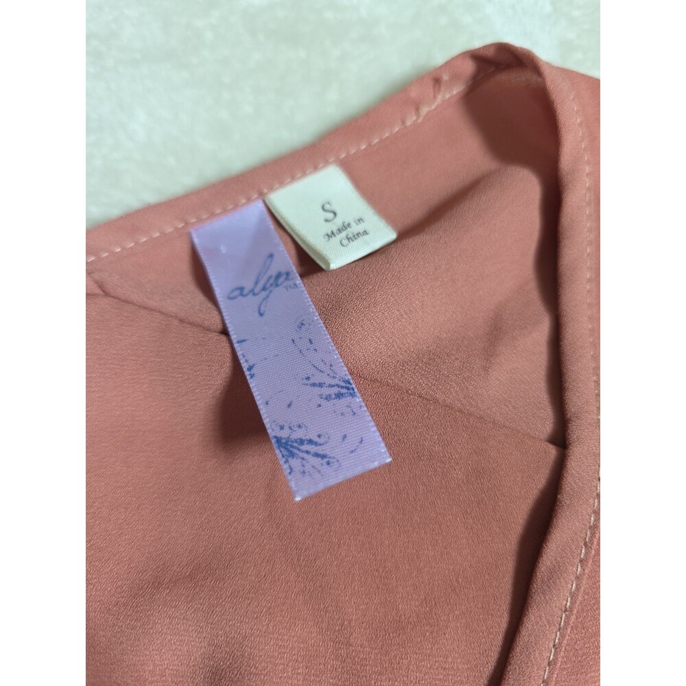 Alya Rust/Orange Short Sleeve Size S Chiffon Cap Sleeve Top Blouse Pull On Shirt - Picture 6 of 11